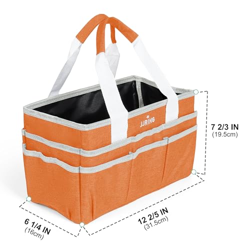 Image of JJRING Craft Organizer Tote Bag, Art Storage Caddy with Multiple Pockets, Orange Sewing Bag for Art, Craft, Scrapbooking, School, Medical, and Office Supplies Storage