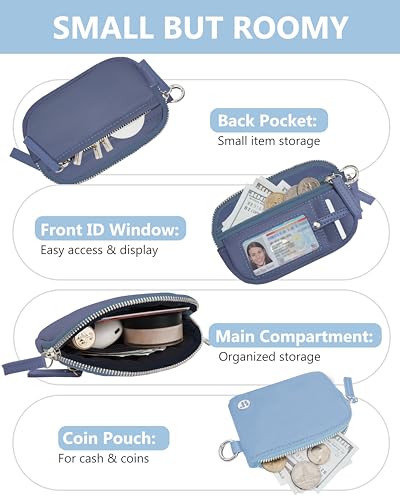 Image of Wallet Wristlet for Women, RFID Wallet Keychain with Dual Pocket | Nylon Wristlet Wallet with Coin Purse, ID Window, Card Holder and Small Wallet Design