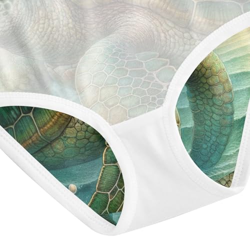 Underwear for Girls, Fantasy Vintage Sea Turtle Toddler Girl Panties, Girls Cotton Underwear, 2T–8 Years4