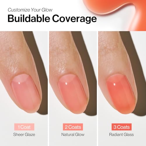 Image of ohora 2-in-1 Sheer Nail Polish & Strengthener - Grapefruit | Tinted Nail Concealer | Nail Hardener for Weak, Damaged Nails | Nail Care Polish with Glossy Finish | Glazed-Syrup Formula, 15 mL