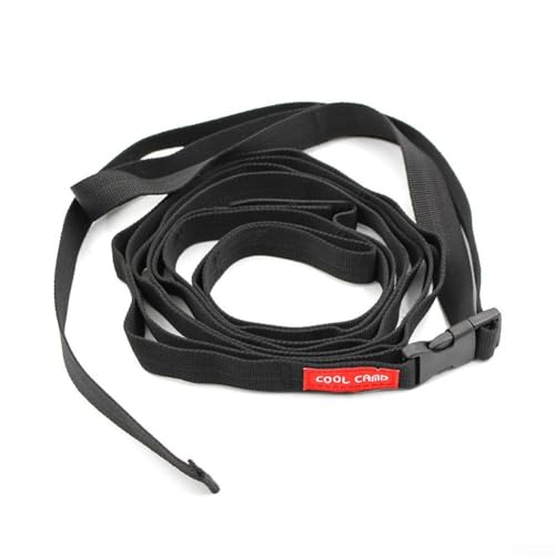 MoSundi Cuerda para colgar al aire libre de 2 m, cordón portátil para toldo de camping, cortavientos, cinturón de almacenamiento multiusos con longitud ajustable, color negro