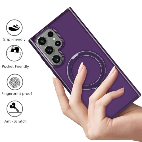 Image of Cavor for Samsung Galaxy S23 Ultra Case,Compatible with Magsafe,Dark Purple | Galaxy S23 Ultra Phone Case with Stand Magnetic, Shockproof Slim Protective Cases for Women Men