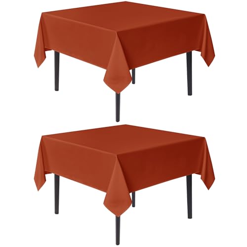 Image of sancua Square Tablecloths Fall Table Cloth, Rust, 70x70 Inch, 2 Pack