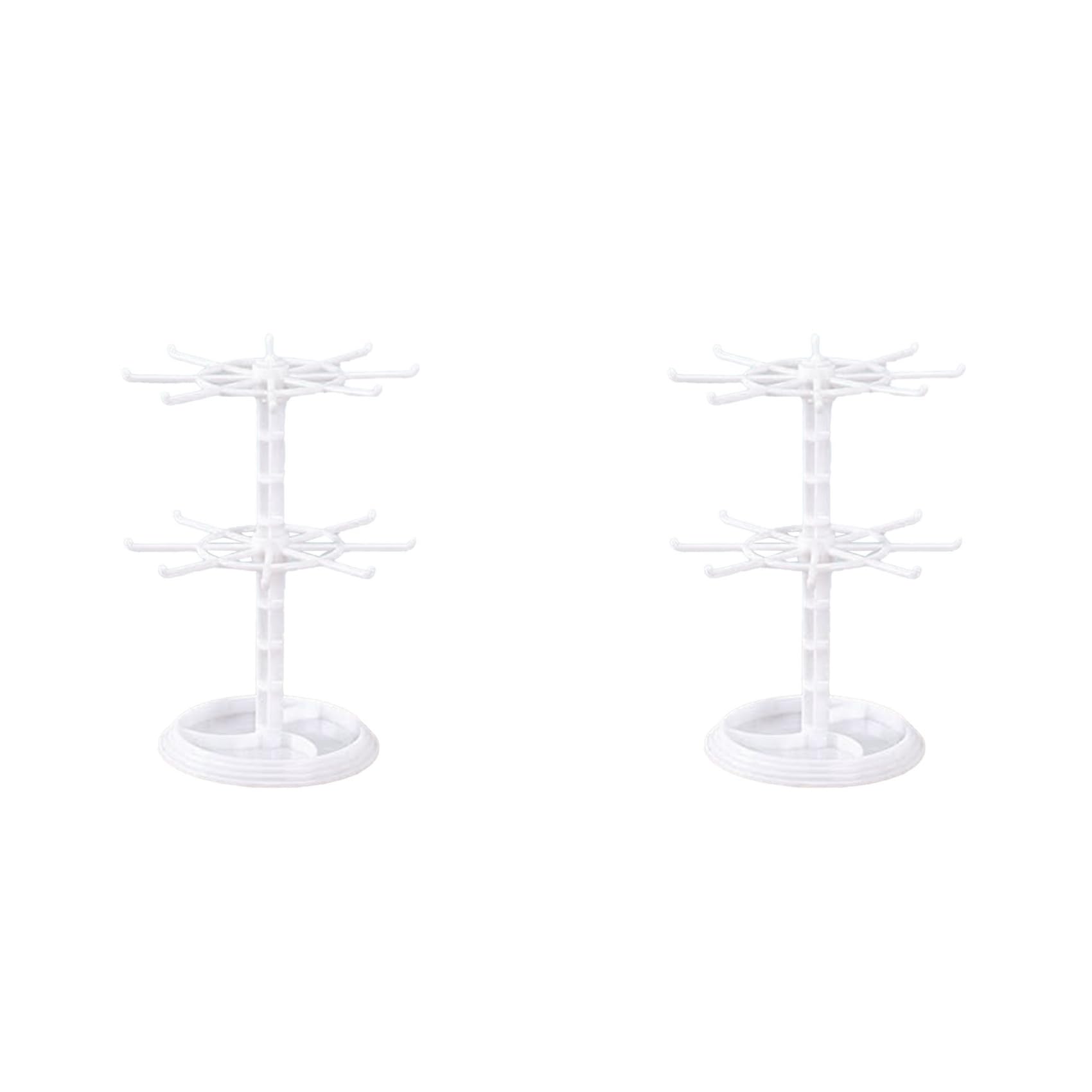 Hndhbfgrt 2X Countertop Acrylic Rotating Keychain Rack Adjustable 2 Tire Spinner Display Holder Trinkets Jewelry Organizer Stand-B