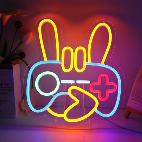 Image of ENUOLI Gamer Neon Sign, Gamepad Shaped LED Light Gaming Light Dimmable Led Game Controller USB Powered Gaming Neon Sign for Boys Room Gamer Room Decor Gifts for Teens