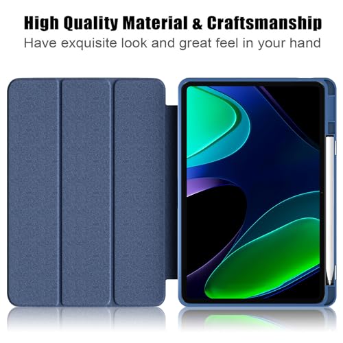 Coque Xiaomi Pad 6 rigide transparente et pliable bleu foncé