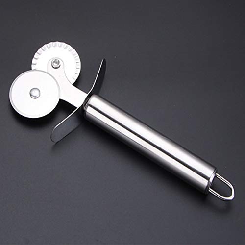 Pastry Ravioli Wheel Cutter, Stainless Steel Single/Double Roller Pizza Slicer Wheel Cutters, Pastry Pasta Pie Crusts Cookies Crimper Cutter Dough Pizza Ravioli Wheel Tools Wavy Edge Blade