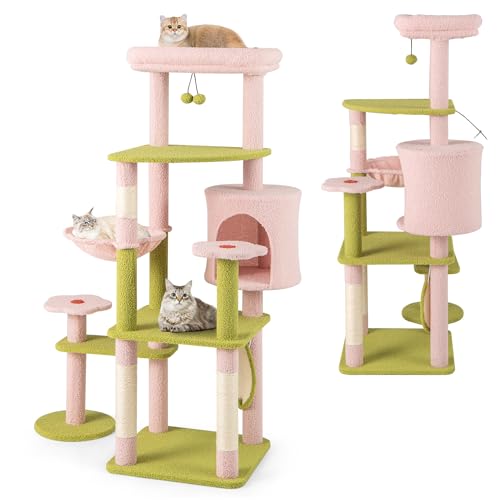PETSITE Árbol para Gatos Flor 58 pulg Multinivel Rosa miniatura 1