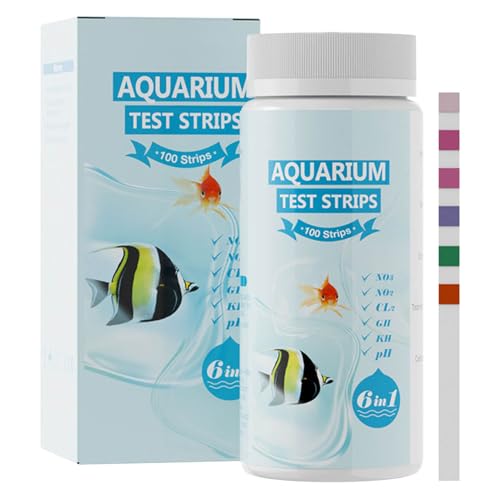 Aquarien-Wasserteststreifen – 100 Stück, Teichqualitätstestpapier, Salzwasser-Pool-Analyse-Set, Aquarien-Wassertester | 6-in-1-Wasserqualitätstester mit leicht ablesbarem Design für Anfänger im Alltag
