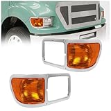 HECASA Pair Headlight Compatible With 2000-2015 FORD F650 / F750 Headlamp Bezel Trim+Corner Signal Lights Lens Driver Passenger Left Right Replaecement for YC3Z13201AA YC3Z13200AA