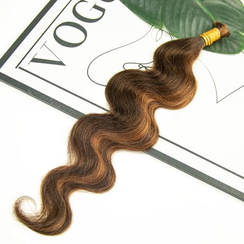 YWIGS Body Wave Bulk Human Hair for Braiding Human Braiding Hair for Boho Braids 50G No Weft Virgin Human Hair #4/30 20inch — view 6