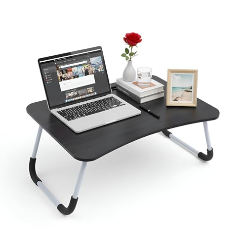 Image of MemeHo Multi-Purpose Foldable Laptop Table for Bed & Sofa | Portable Study Desk, Breakfast & Reading Table | Ergonomic Design, Non-Slip Legs | Fits up to 17 inch Laptop (Black)