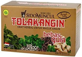 Sugar Free Sido Muncul Tolak Angin Herbal Bebas Gula with Royal Jelly 5-ct, 75 Ml/2.5 fl oz by Tolak Angin