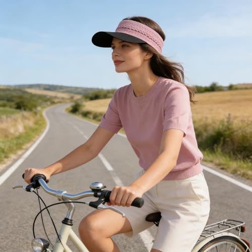 Gorra deportiva negra y rosa para protección solar miniatura 5