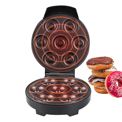 Mini máquina de donuts, con mango anti-Brural y luz indicadora luminosa, dispositivo de donuts con molde antiadherente | Para casa, oficina, café, panadería Pastel hecho en casa Desayuno postre