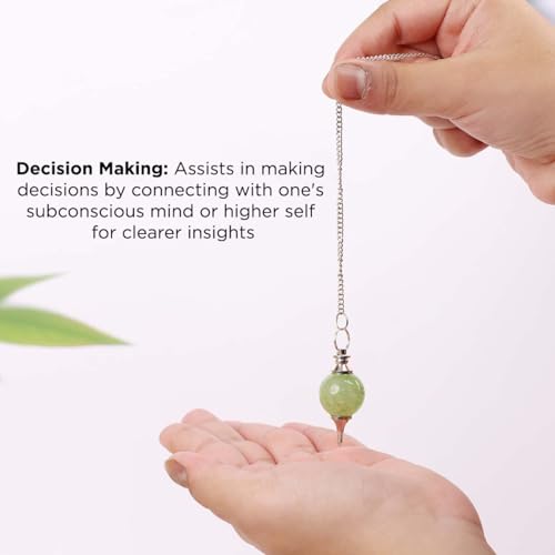 Image of Green Aventurine Crystal Pendulum | Natural Gemstone Pendulum for Dowsing | Healing Crystal for Reiki Chakra Meditation | Feng Shui Vastu Spiritual Decor