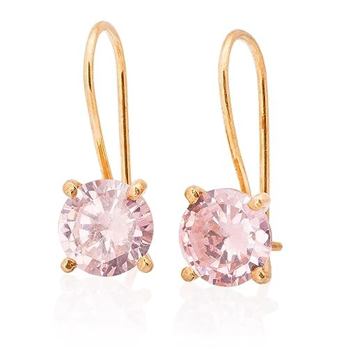 Orecchino in quarzo rosa argento placcato oro. Orecchino in argento sterling 925 con quarzo rosa.