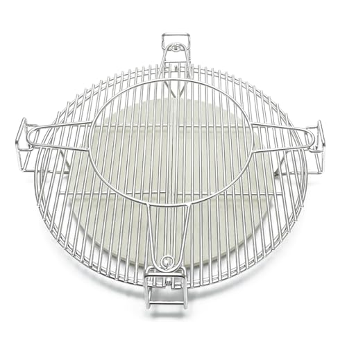 Tmozyar Cooking Grates with Ceramic Heat Deflectors System for Kamado Joe Classic Coyote The Asado Cooker Char-Griller Akorn Charcoal Grill