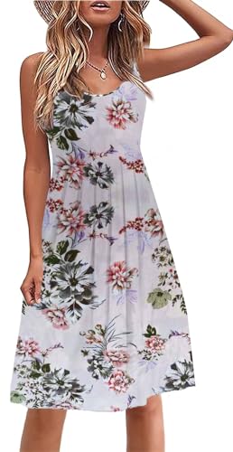 Image of Akihoo Women Summer Casual Sleeveless Midi Plain Pleated Tank Vest Dresses
