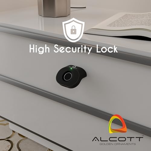 Image of ALCOTT ZINC Fingerprint Drawer Lock, Smart Biometric Cabinet Lock, Safety Electric Drawer Wardrobe,1st Made in India Digital Furniture Lock| Black| 3 Yrs Warranty (Store Upto 20 Fingerprints)
