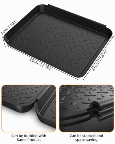 Schuhabtropfschale Schuhmatte Ablage, 3 Stück Schuhwanne aus Kunststoff, Schuhablage 35x27x3cm mit erhöhtem Rand, Schuhmatte Schuhwanne Kunststoff für Schuhe Regen Herbst Winter
