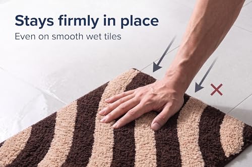 Image of Super Soft Microfiber 2800 GSM Bathroom Mat - Anti Skid, Quick Dry, Water Absorbent, Machine Washable - Floor Mat for Bedroom, Living Room, Doormat for Home (38 x 58 cm), Coffee
