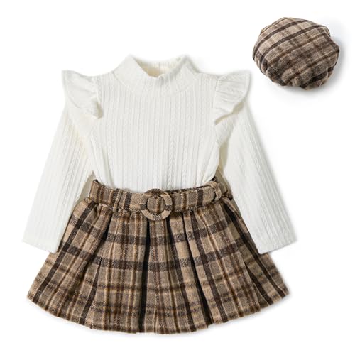 Conjunto de ropa niña bebé para otoño con suéter de manga larga y faldas elegantes
