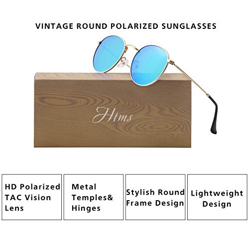 Image of Small Round Polarized Sunglasses Retro Men Women Mirrored Lens Metal Frame Circle Sun Glasses Shades