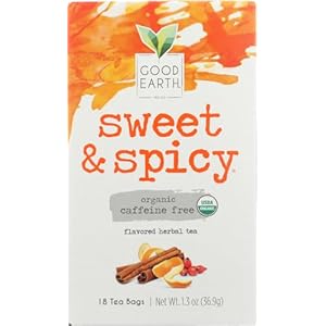 Good Earth Teas Organic Sweet and Spicy Caffeine Free Herbal ,18 Count (Pack of 4)