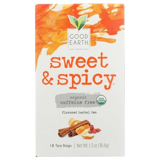 Good Earth Teas Organic Sweet and Spicy Caffeine Free Herbal ,18 Count (Pack of 4)