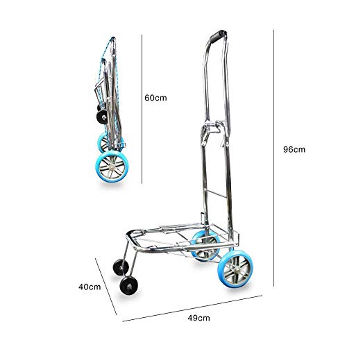 Image of AR Mall Foldable 4 Wheel Luggage Trolley - Stainless Steel Travel Handheld Carry Cart