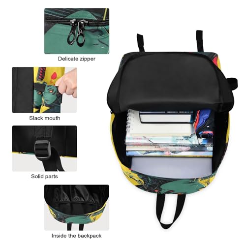 Backpack Lunch Box Set Large Capacity Travel Backpacks and Insulated Lunch Bag for Commute Hiking Picnic Machine Samurai Print3