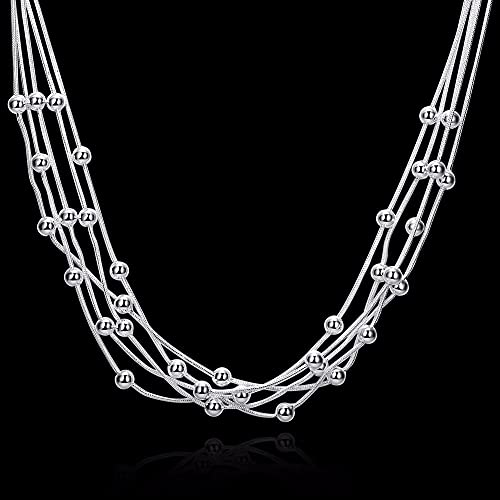 Perles et chaîne serpent sur un collier multicouches 18 pouces tendance