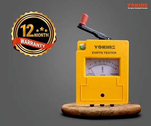 Image of YOKINS ETA-100 Hand Driven Earth Resistance Tester 0-100 Ohms | Made in India | Analog Ground Resistance Meter ±5% Accuracy | Manual Generator Earth Tester for Electrical, Telecom & Industrial Use