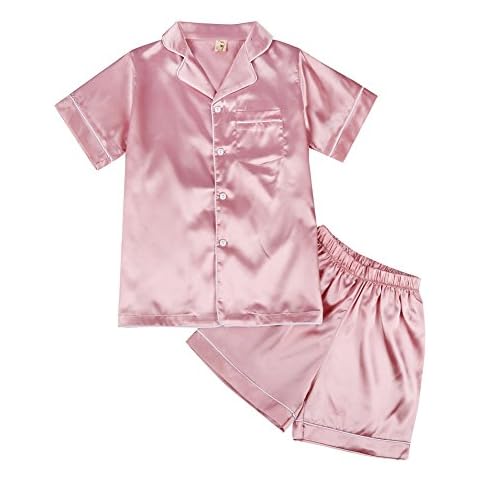 Pijama Niñas Niños, Miyanuby 2 Piezas Conjuntos de Pijamas de Seda/Ropa de Dormir Cover