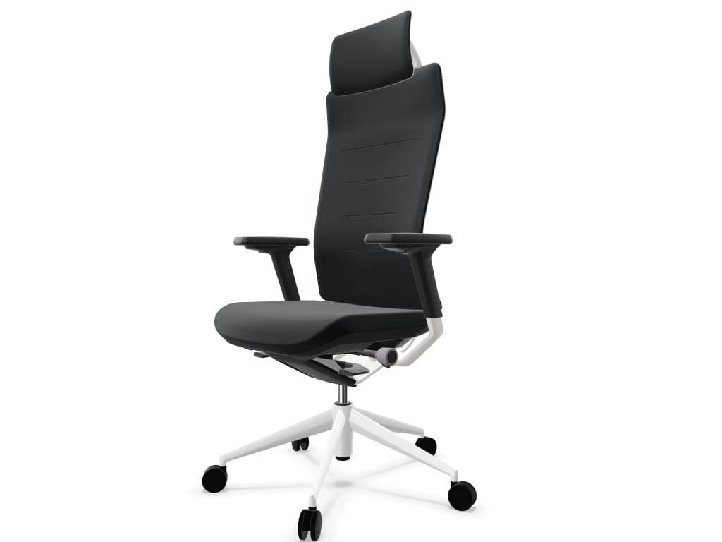 Silla de Oficina o Escritorio Profesional Top Actiu TNK Flex Pure Black Respaldo tapizado Ergonómica, Brazos Regulables 3D con certificación 24h hasta 150kg