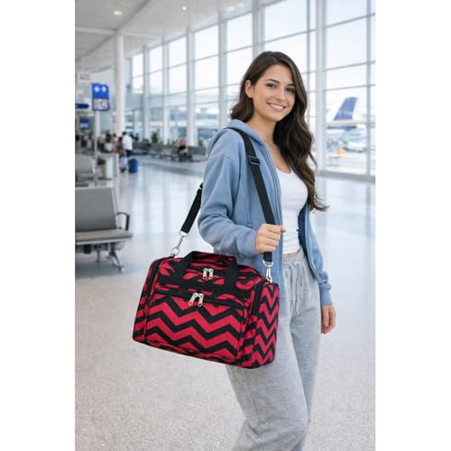 Image of World Traveler 81T16-165B /F Duffle Bag, One Size, Fuchsia Black Chevron
