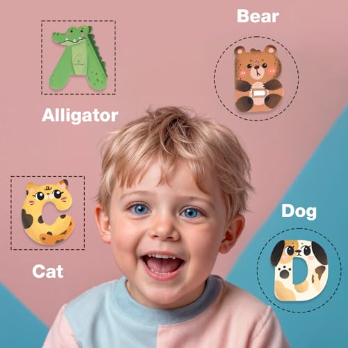 Image of Lyrovo Magnetic Alphabet Letters for Kids - 26 Capital ABCD Animal Magnets - ABCD Toys for Kids