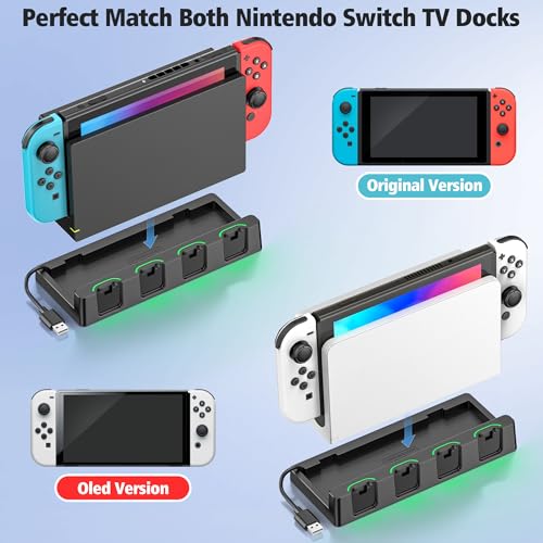 Switch Charging Dock Station with Charging Cable for Nintendo & OLED Game Console, Joycon Charging Dock for Switch, Must Have Joycon Controller Charger Accessories for Gamer