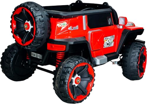Image of Wishmaster Big Size 1166 Kids Jeep Ride On Car | Electric Battery Operated EV for 2-10 Year Boys & Girls | Remote Control + Steering + Mobile App | 4 Motor Drive, LED Lights, Bluetooth Music