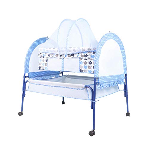 Image of Baby Multipurpose Cradle with Mosquito and Insect Protection Net (Blue)