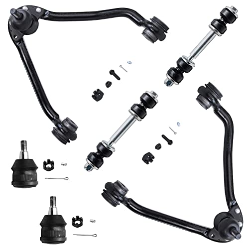 Image of Detroit Axle - Front 6pc Control Arms Kit for GMC Chevy C1500 C2500 Suburban C3500, 2 Upper Control Arms 2 Lower Ball Joints 2 Sway Bar Links Replacement