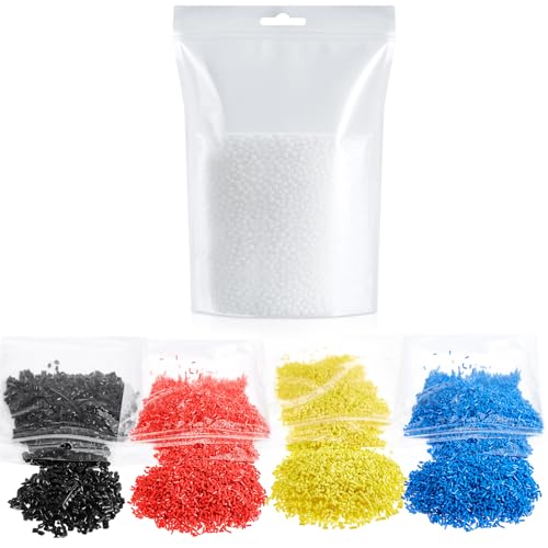 Pangda 14.1 oz Color Meltable Plastic Pellets for Moldable Plastic Beads Red, Yellow, Blue, Black, White Reusable Thermoplastic Beads for Crafts DIY Cosplay Repair Modeling and Halloween Vampire Teeth