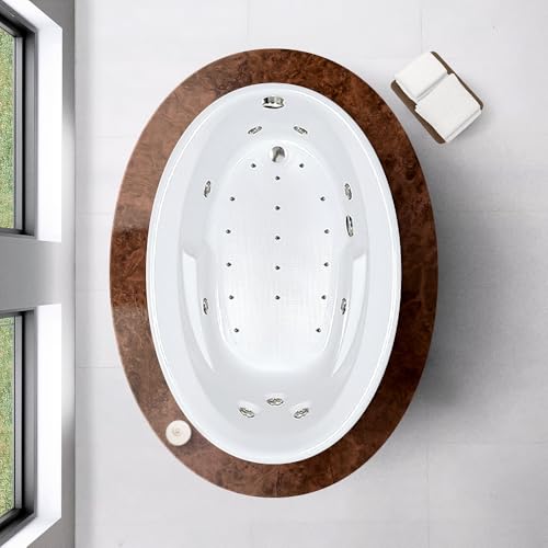 60 in. x 42 in. Acrylic Oval Drop-In Combination Bathtub with Reversible Drain in White - Includes 12.5 Amp In-Line Heater