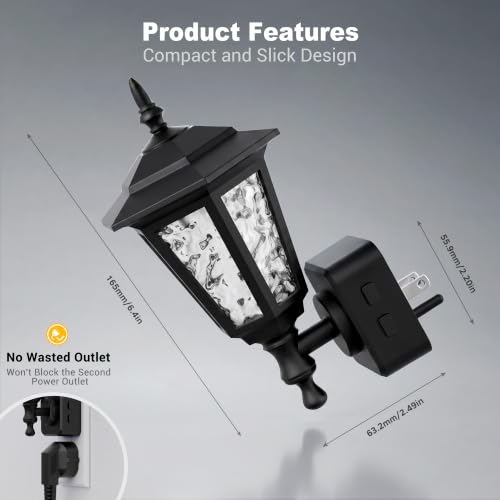 Image of JandCase Night Lights Plug into Wall, 2000K Amber | Dusk to Dawn Sensor, 0-100LM Dimmable Industrial 180Rotating Night Light for Bedroom, Bathroom, Living Room, Hallway