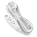 Aurum Cables 12 Feet 3 Outlet Extension Cord 16AWG Indoor/Outdoor Use White - UL Listed