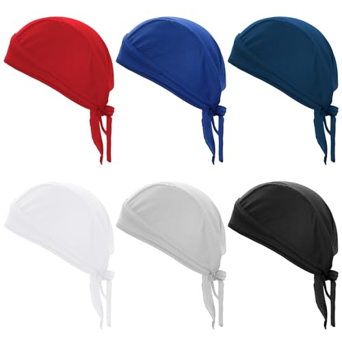 6 Pcs Do Rags Sweat Wicking Beanie Cooling Skull Caps for Men Women Helmet Liner Motorcycle Head Wrap Bandana