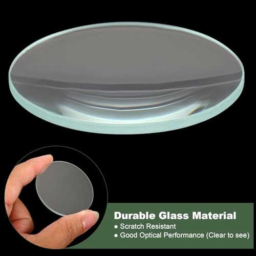 Image of YOKIVE 2 Pcs Flat Convex Lens, Clear Glass Optical Lenses | Make Telescope, Great for Photography, Optical Instruments Use (Clear, 300mm Focal Length)