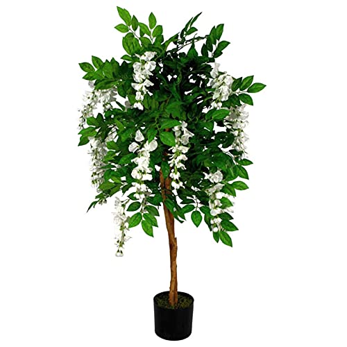 Leaf Design UK Realistic Artificial Wisteria Tree White, 130cm, AZ-BLOSSOM