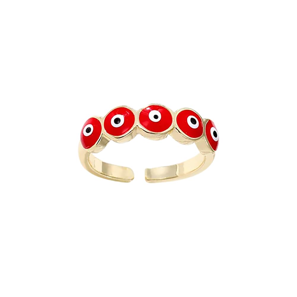 VIE Evil Eye Ring, Gold, Style #03, Red